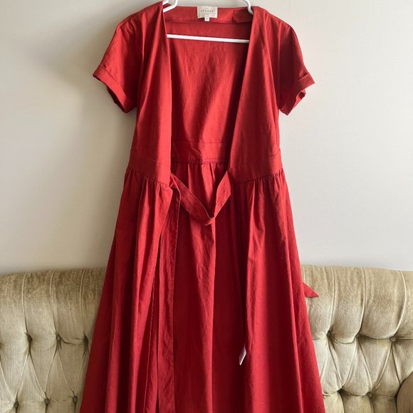 Sezane Rust Wrap Dress - Picture 9 of 13